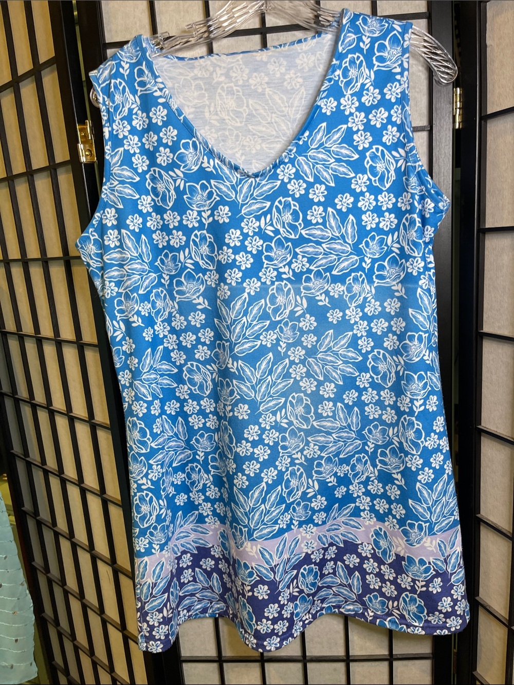 Light Blue Floral Women's Vintage Blouse